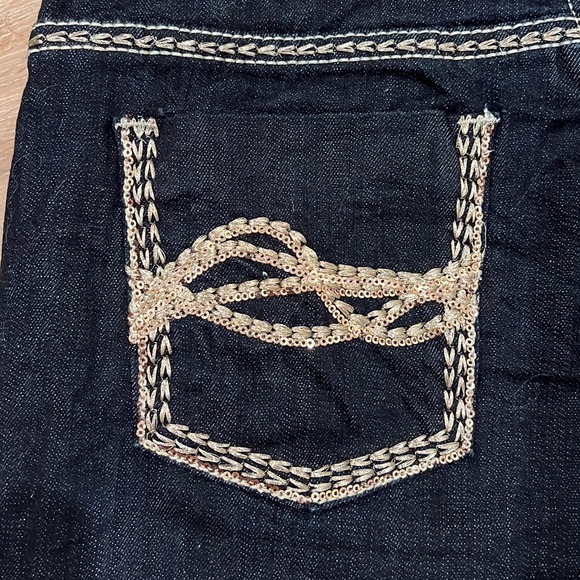 Cowgirl Tuff “golden” dark wash and gold embellished denim shorts - Picture 7 of 9